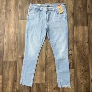 Levi’s 711 Skinny Mid Rise Raw Hem Blue Jeans Women’s Size 32x30